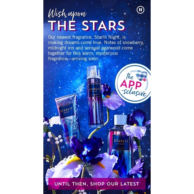 BODY MIST - Xịt thơm toàn thân STARLIT NIGHT Bath &amp; Body Works