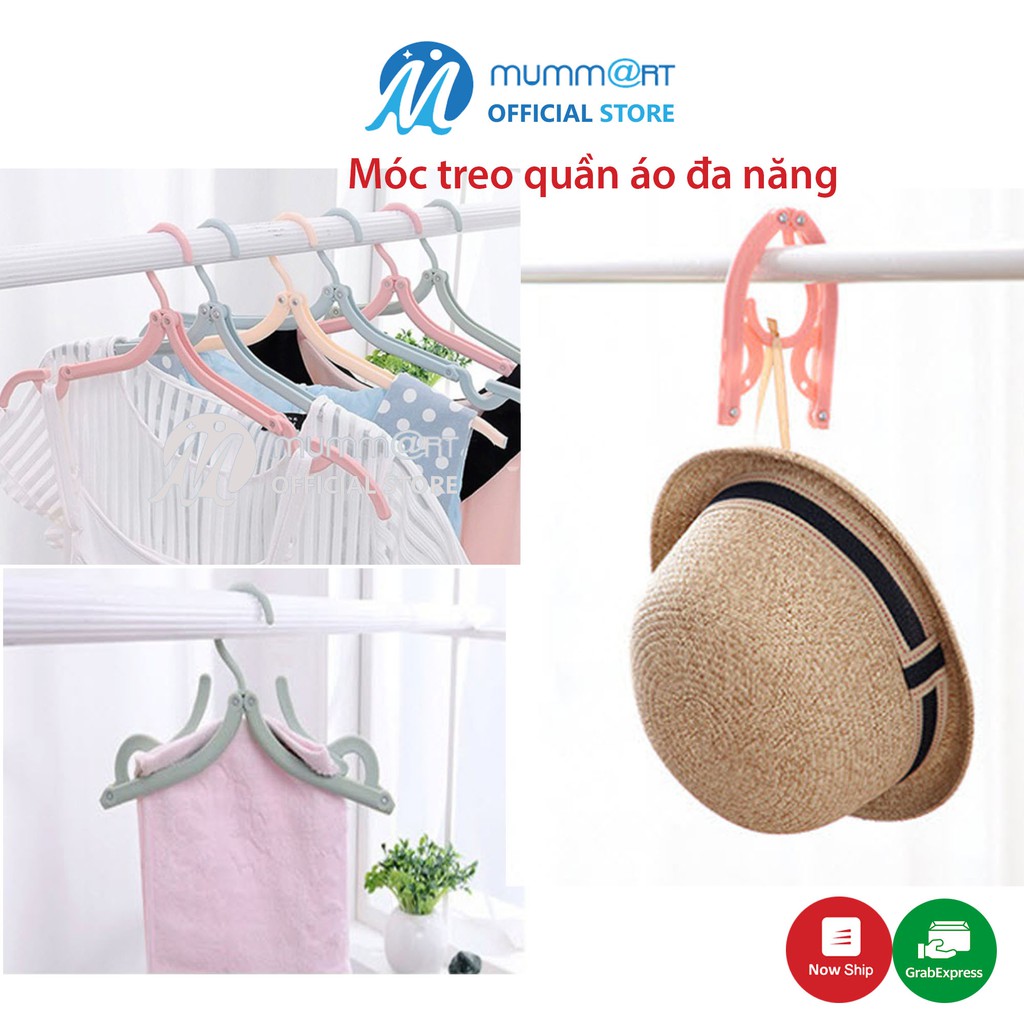 Móc treo quần áo gấp gọn đa năng, thông minh, chất liệu nhựa PP - Mummart