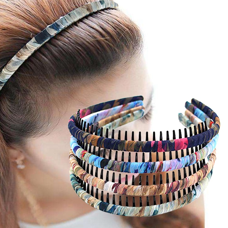 Băng Đô Cài Tóc Bản Rộng Họa Tiết Hoa Màu Trơn DIY