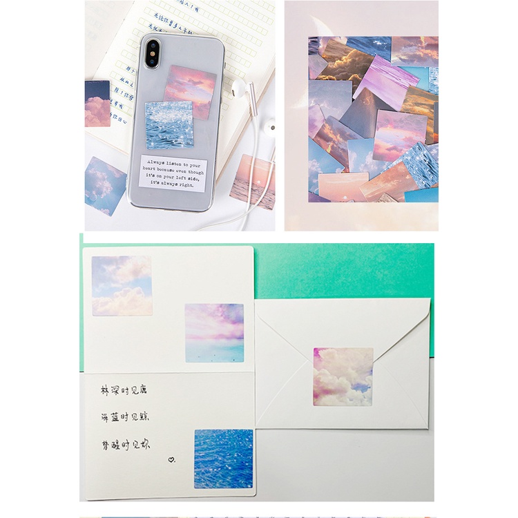 Flowertree Sticker Set 46 nhãn dán trang trí hình sao trời và biển cả dùng trang trí tập sách