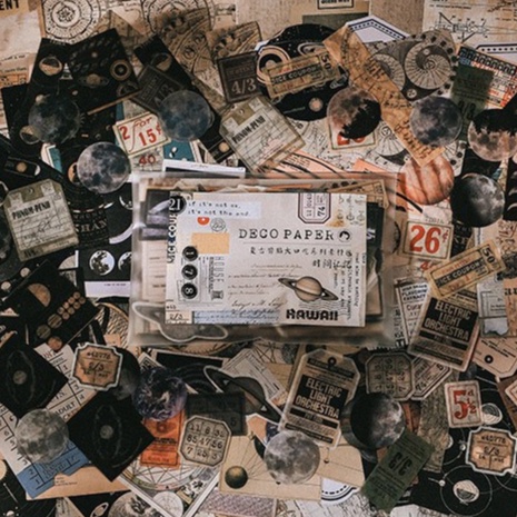 Bộ 200 món vintage decor trang trí sổ tay giấy nền sticker cổ điển | BSQ042