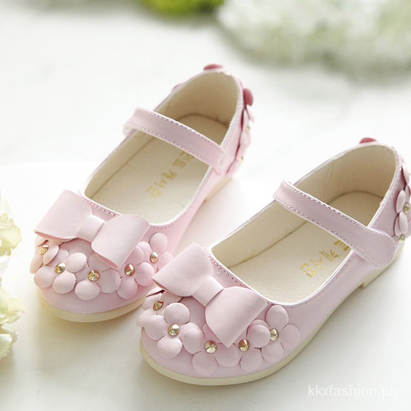 Kkx Giày Búp Bê Công Chúa Bằng Da Đính Nơ Cho Bé Gái