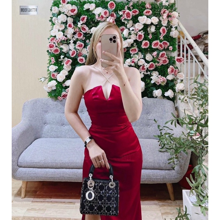 MS1233Y ĐẦM CÚP NGỰC DÂY ĐÁ PHA LÊ TÔN DÁNG full size S/M/L/XL