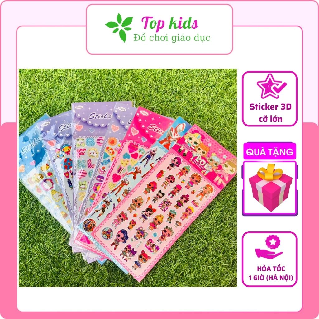 Sticker cute hình dán dễ thương nổi 3D kích thước 24 x10cm nhiều mẫu đa dạng cho bé trai bé gái - TOPKIDS