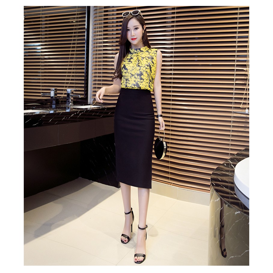 Chân váy bút chì, chân váy nữ xẻ tà chất vải thun co giãn form ôm tôn dáng CV02