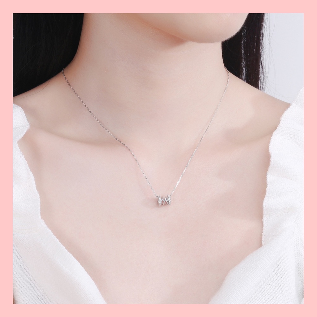 [Mới] Dây Chuyền, Vòng Cổ Bạc Cao Cấp Phong Cách Hàn Quốc Charm Đá Hình Đồng Hồ Cát Sang Trọng Mã BT004.