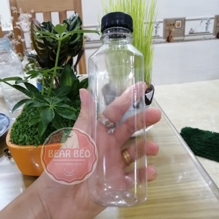 Chai nhựa vuông 330ml đựng chè dưỡng nhan, trà sữa hoặc các loại nước giải khát