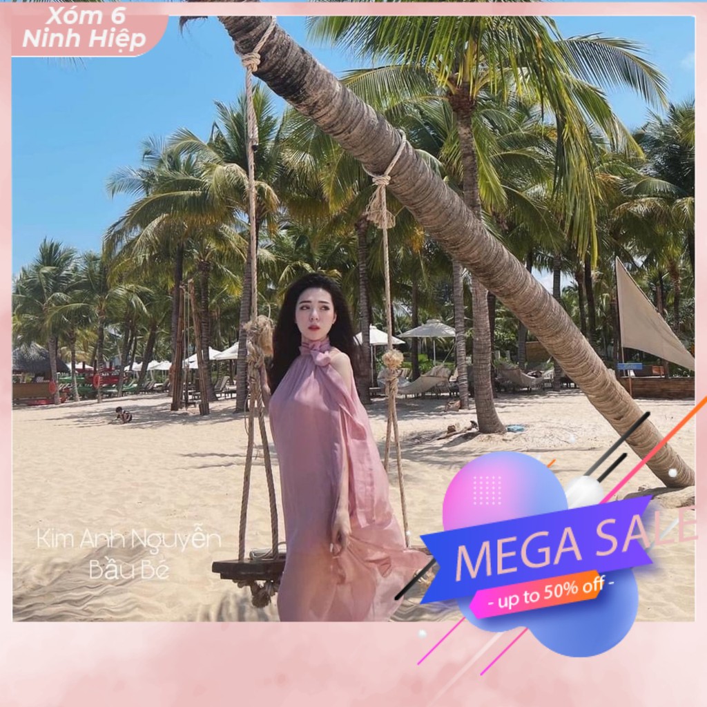 [ĐỒ HÈ] VÁY MAXI TƠ 2 LỚP 1 MÀU CHUẨN ẢNH - ĐẦM MAXI DÁNG SUÔNG KHÔNG TAY ĐI BIỂN | BigBuy360 - bigbuy360.vn