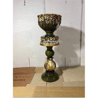 Bình hoa composite bộ bát đôn số 3 ( màu xanh rêu )