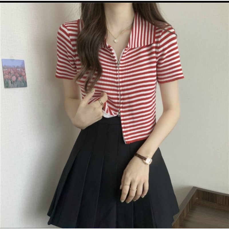 Áo thun Sọc cổ bẻ khoá kéo 2 ĐẦU cực chất (A15)