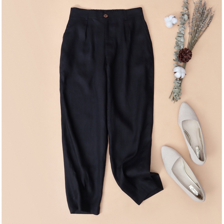 Quần côn Linen baggy KACHISA màu đen