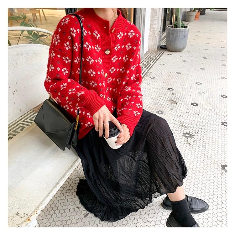 MS830 Áo len hoa văn, áo khoác len đỏ Giáng Sinh Noel, Tết