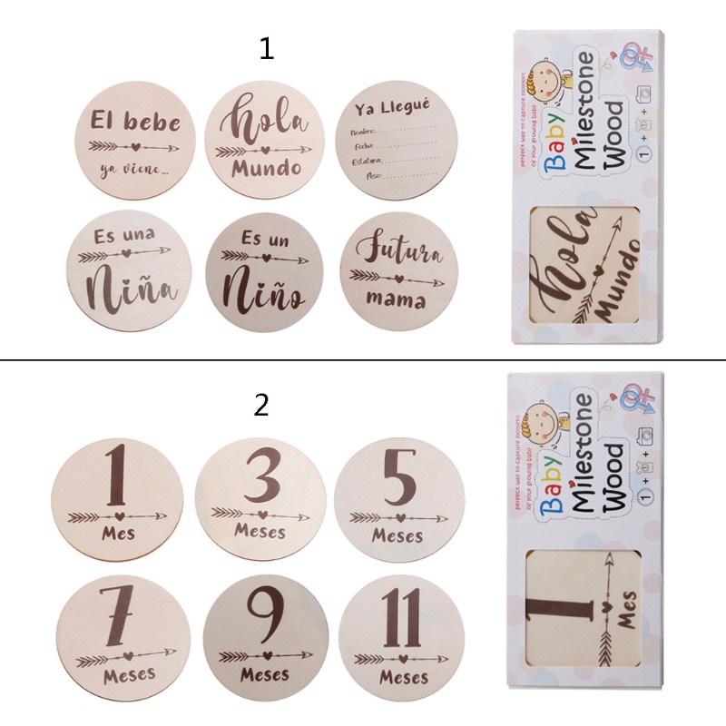 Set 6 Tấm Thẻ Ghi Chú Đánh Dấu Cột Mốc Phát Triển Theo Tháng Cho Bé