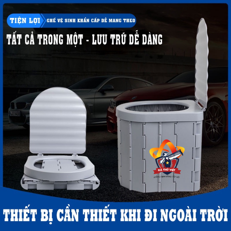 Bồn cầu dã ngoại cắm trại gấp gọn đi vệ sinh cỡ lớn, tiện dụng khi đi du lịch cắm trại, dã ngoại-DCP14