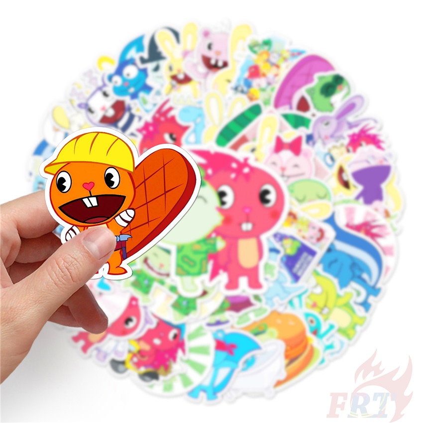 Set 50 hình dán chống thấm nước Happy Tree Friends Series 01 thời trang trang trí đa dụng