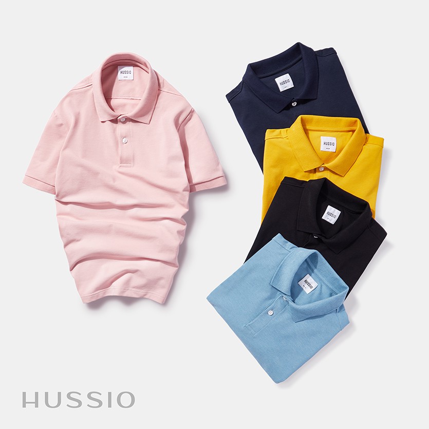 Áo polo nam cá sấu HUSSIO màu vàng tay ngắn cổ bẻ | BigBuy360 - bigbuy360.vn