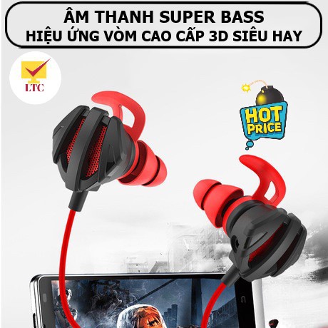 Tai nghe chơi game điện thoại, máy tính G6 Super BASS âm thanh cực đã, tai phone gaming có mic rời, LTC