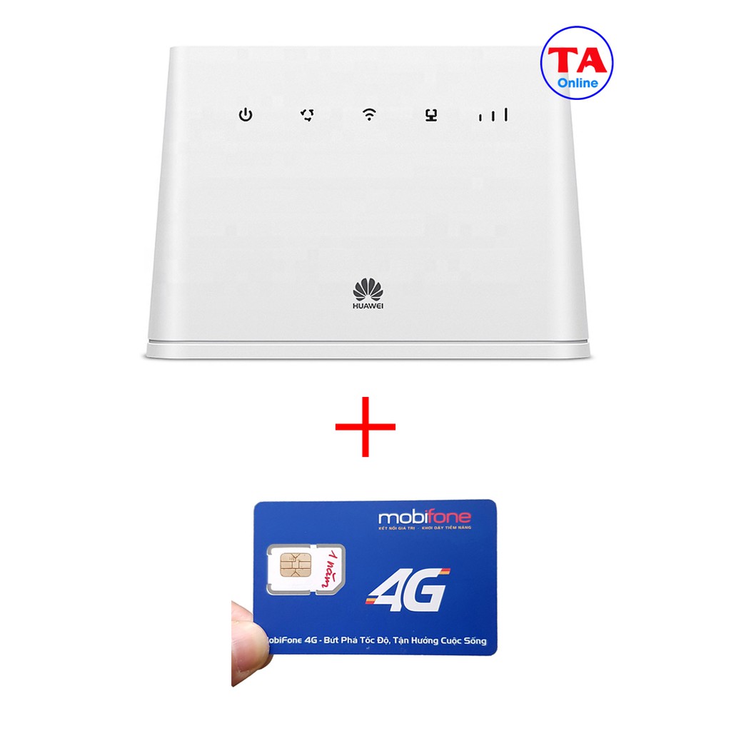 Combo 4G: Bộ phát WiFi 3G/4G Huawei B311-221 + Sim 3G/4G MobiFone Không Giới Hạn Dung Lượng Tốc Độ Cao Trọn Gói 1 Năm