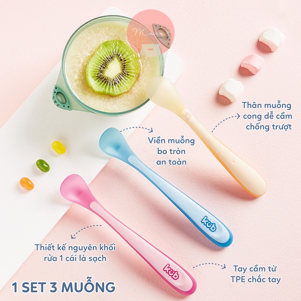 Bộ 3 muỗng báo nóng cho bé ăn dặm KUB