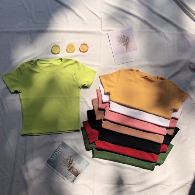 Áo croptop trơn CỘC TAY nhiều màu vải cotton lên dáng chuẩn