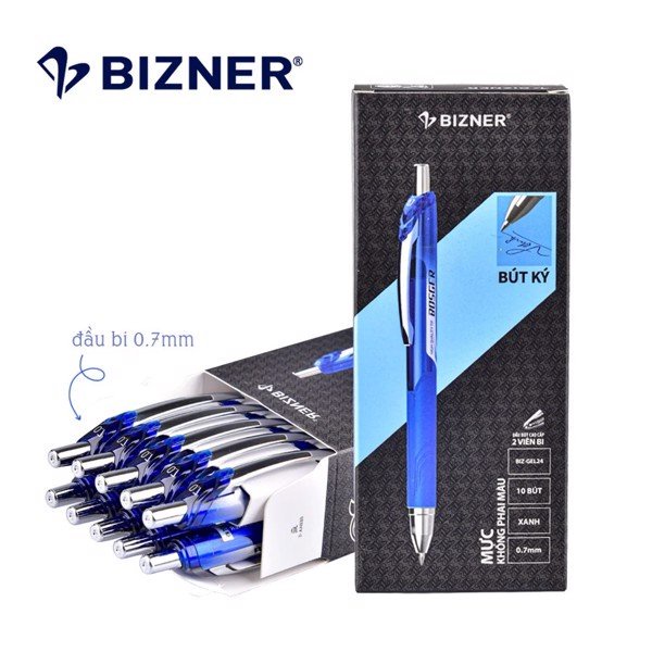 Hộp 10 cây Bút Gel 2 đầu bi Bizner BIZ GEL 24