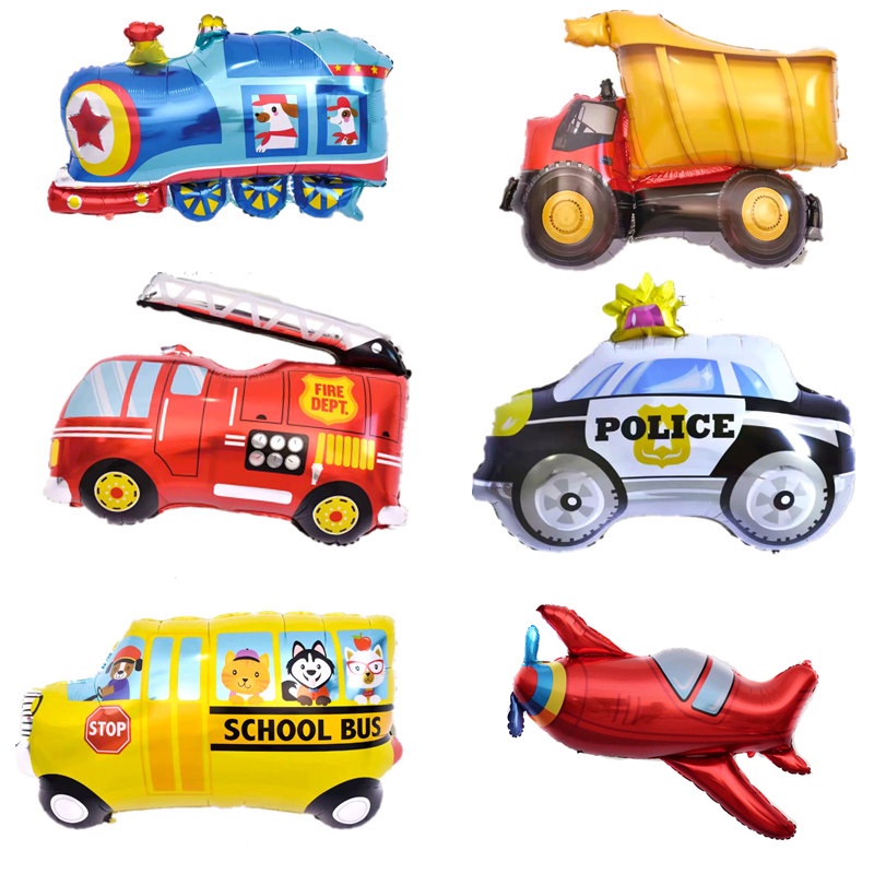Bong bóng giấy nhôm kiểu dáng xe tùy chọn trang trí tiệc tùng sinh nhật trường học dành cho trẻ em