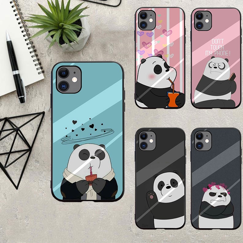 Ốp Điện Thoại Mặt Kính Hình Ba Chú Gấu Cho iPhone 7 8 Plus 11 Pro 5 5s 6 6s Plus X XS XR XS Max
