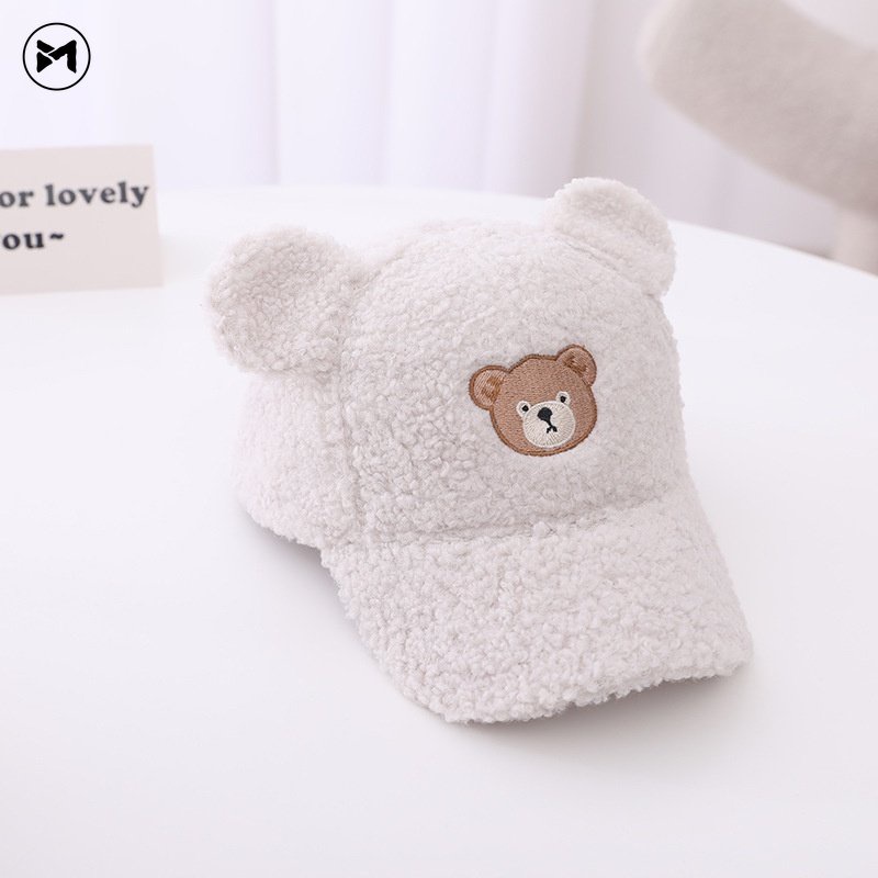 Mũ Lưỡi Trai Lông Cừu Phong Cách Hàn Quốc Thời Trang Thu Đông Cho Bé 3-6 Tuổi