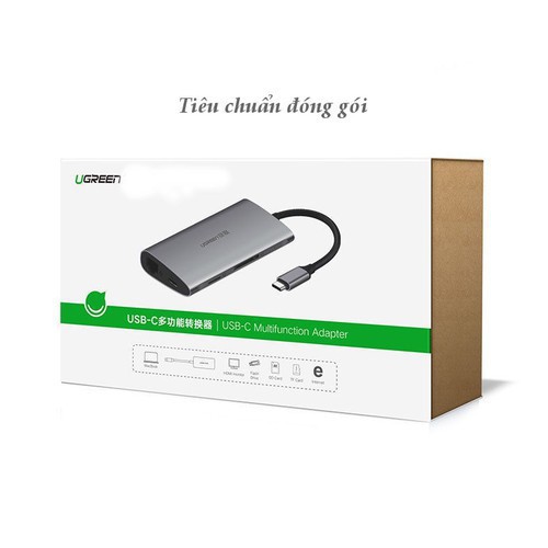 Hub USB Type-C 8 Cổng HDMI/USB 3.0/SD/TF/LAN Gigabit (RJ45) Ugreen 50538 bảo hành 18 tháng