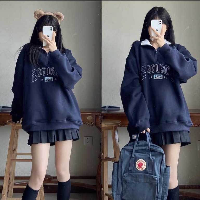 Áo Nỉ Nữ Zip Foruyfs ⚡ Casper.Store | FREESHIP | ⚡ Áo mùa đông dài tay form rộng HOT TREND
