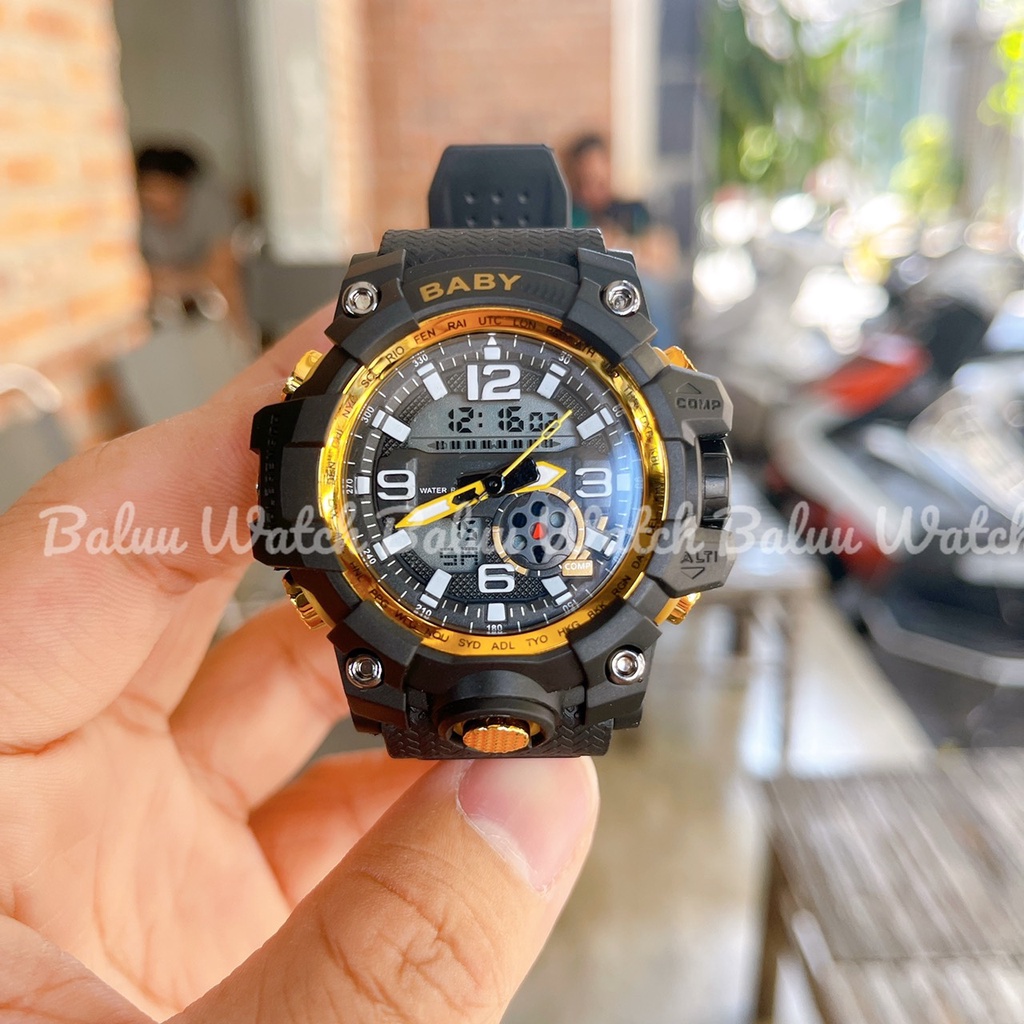 Đồng hồ nam nữ GA1100 viền vàng thể thao kim điện tử | BigBuy360 - bigbuy360.vn