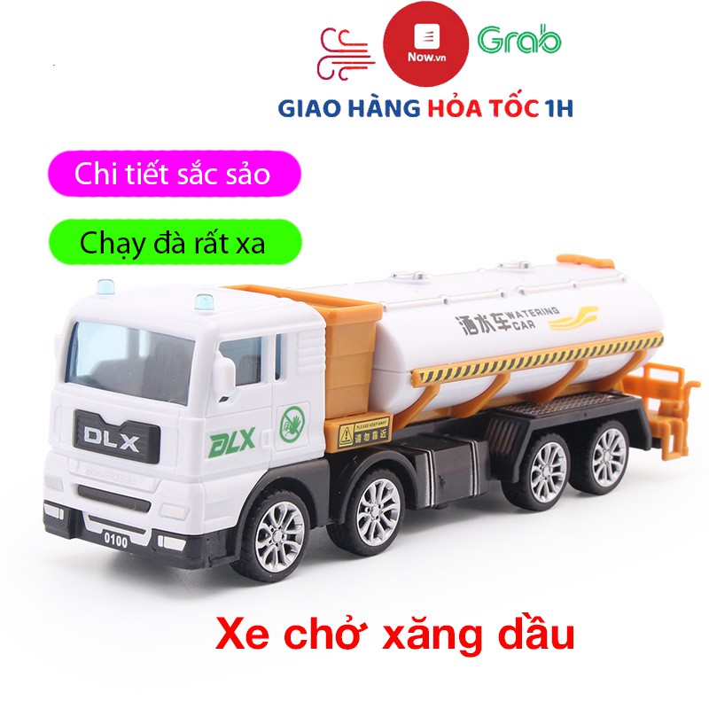 Đồ chơi mô hình xe chở xăng dầu có bánh đà chạy rất xa và khỏe, chi tiết sắc sảo bền và đẹp