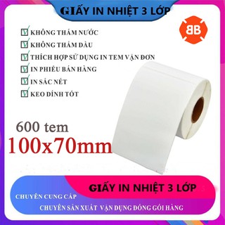[Cuộn 600 tờ 100x70 ] GIẤY IN NHIỆT, IN ĐƠN HÀNG CÓ SẮN LỚP DÁN  SIÊU TIỆN LỢI, AN TOÀN