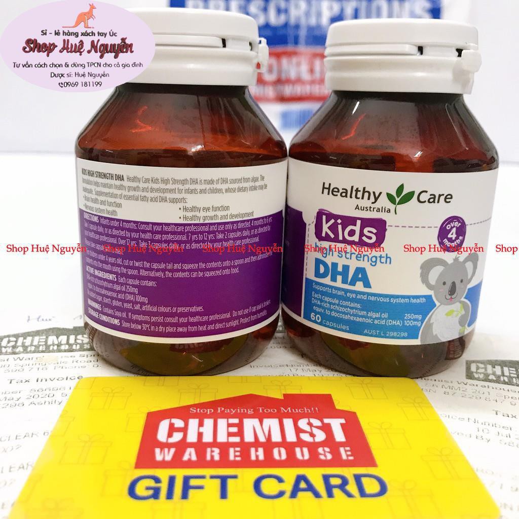 DHA Healthy Care 60 viên của Úc viên nhai giúp bé phát triển trí não và mắt cho bé từ 4 tháng tuổi