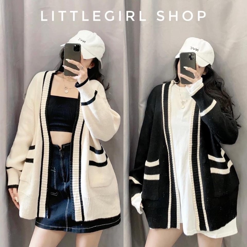 Áo khoác Cardigan họa tiết kẻ ô - Áo Khoác Nữ Len Dày Dặn