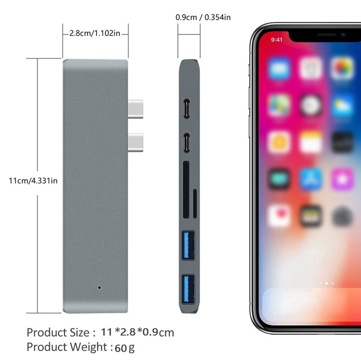 Bộ Chuyển Đổi Usb 3.1 Type-C Hub Sang Hdmi Thunderbolt 3 Usb C Thunderbolt 3.0 Tf Cho Macbook Pro / Air