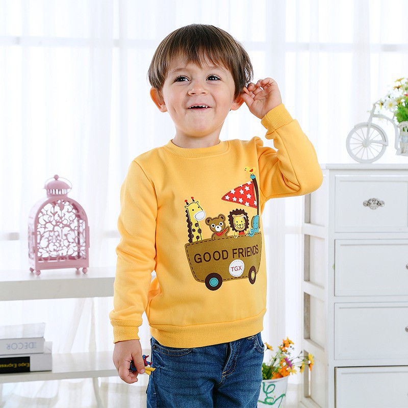 Áo Sweater Lông Cừu Tay Dài In Hoạt Hình Thời Trang Thu Đông Cho Bé Trai