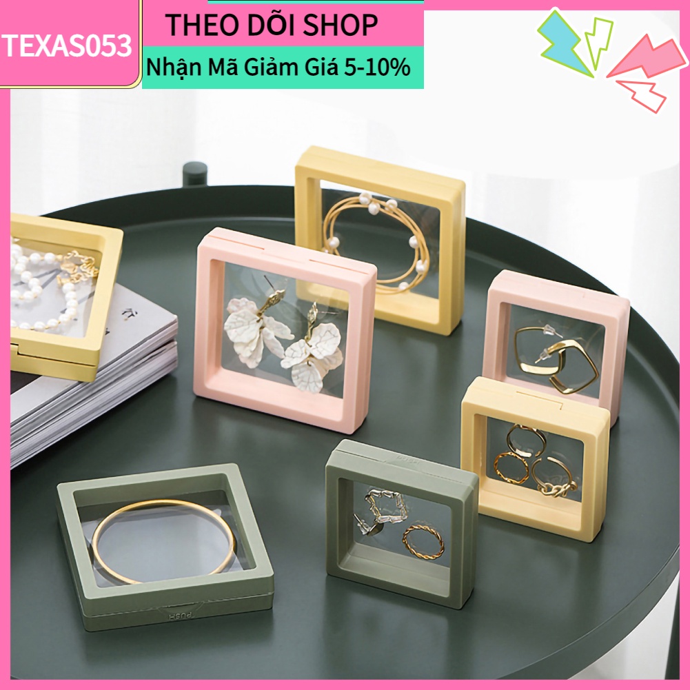 Hàng HOT Hộp đựng đồ trang sức phim PE trong suốt Khung nổi hiển thị Hoa tai 11x11CM【Texas053】
