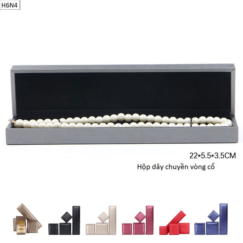 [H6N4-Giá xưởng] Hộp vòng cổ - Hộp đựng trang sức bọc da cao cấp kiểu nắp gập