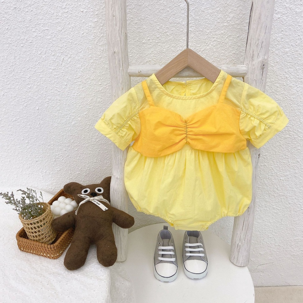 Áo Liền Quần Ngắn Tay Phong Cách Công Chúa Hàn Quốc Dễ Thương Cho Bé Gái