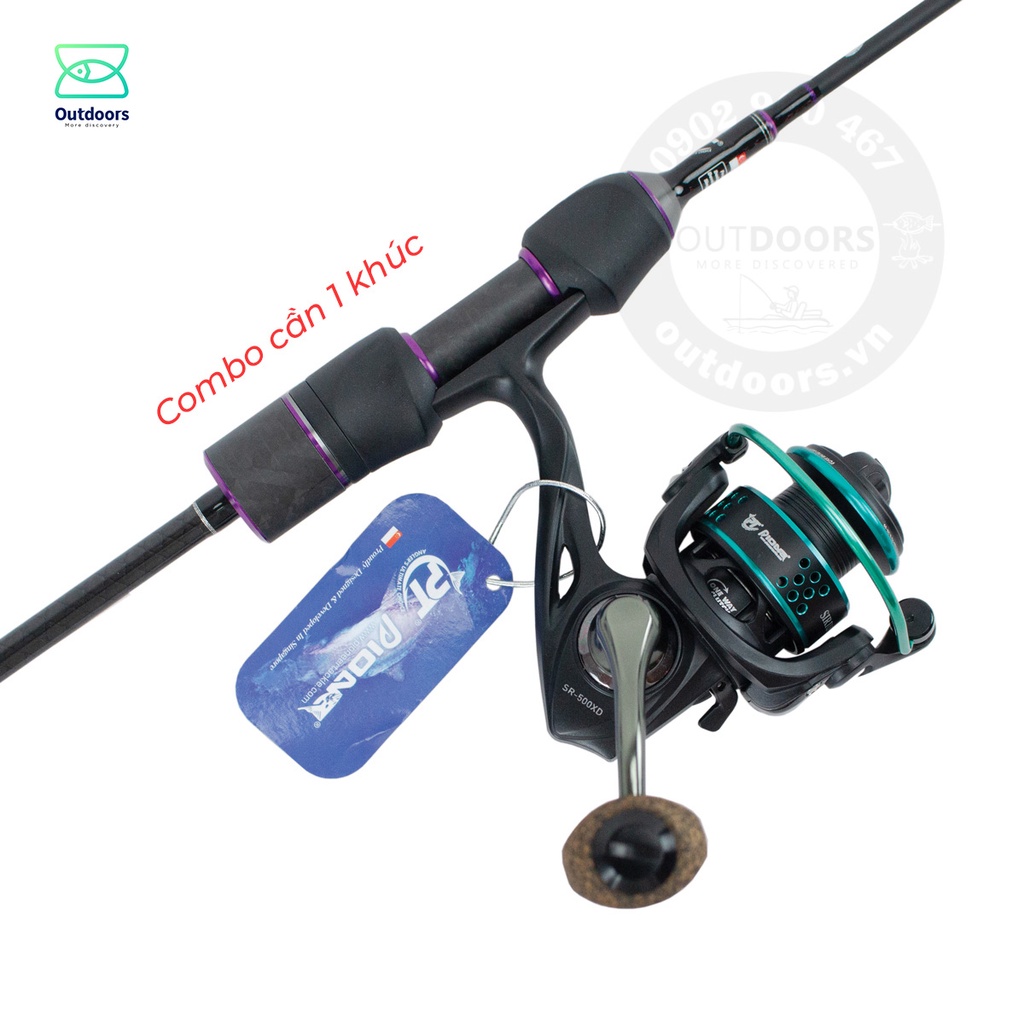 Combo Cần Pio BLACK WIDOW Carbon SP 1m5/1m65 (1 Khúc- Đọt đặc) + Máy Pio Sirius XD SR-500/800XD chính hãng