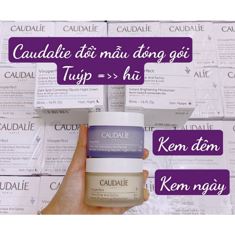 Kem dưỡng ban đêm trắng da giảm thâm nám và tàn nhang, làm mờ vết thâm và đốm nâu Caudalie Vinoperfect Creme (mẫu mới)