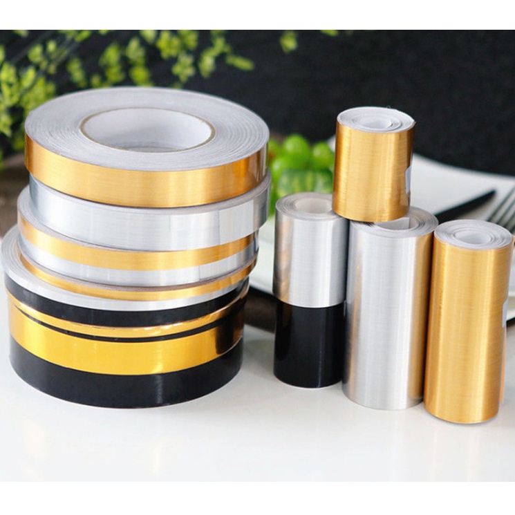 Cuộn băng dính dán viền trang trí Màu Vàng Đồng - Màu Bạc bản 1cm-1.5cm-2cm-3cm dài 50m*****