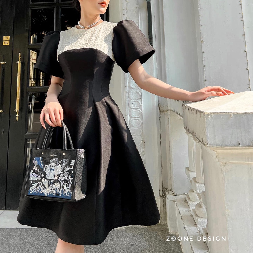 Váy taffa phối cổ kim sa