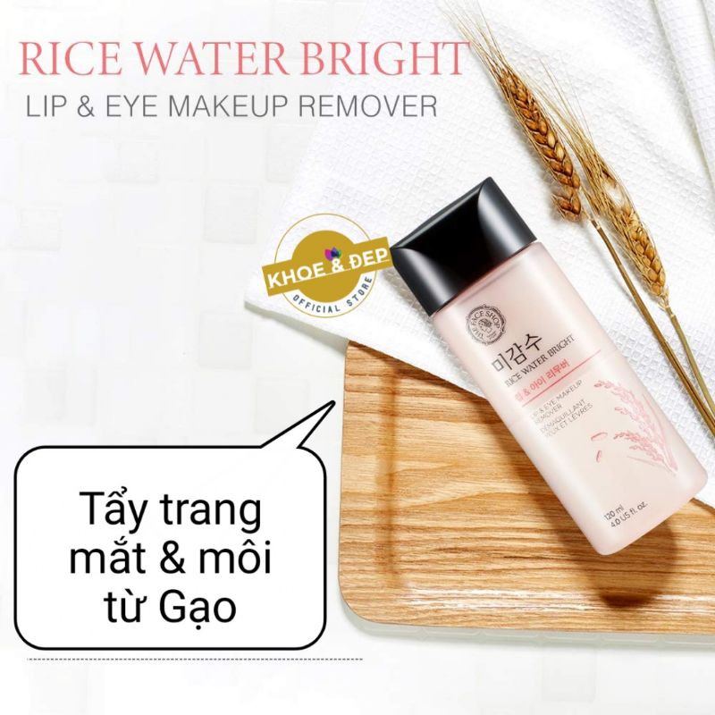 Nước Tẩy Trang Mắt và Môi Gạo THEFACESHOP ⭐CHÍNH HÃNG ⭐ Rice Water Bright Lip & Eye Remover 120ml