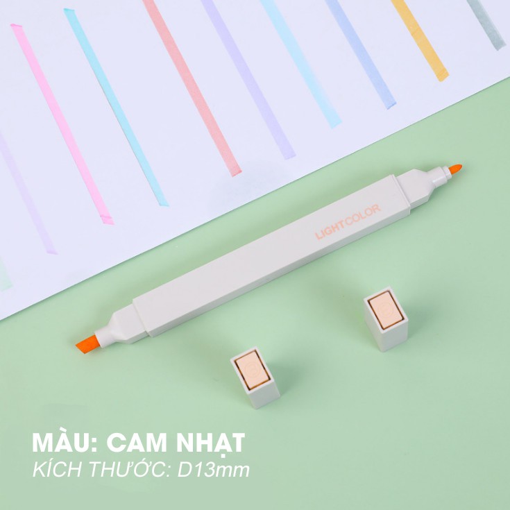 Bút Highligh dạ hai đầu màu Morandi màu xinh xắn tiện dụng, đánh dấu ghi nhớ LIGHTCOLOR -trang trí sổ bullet journal