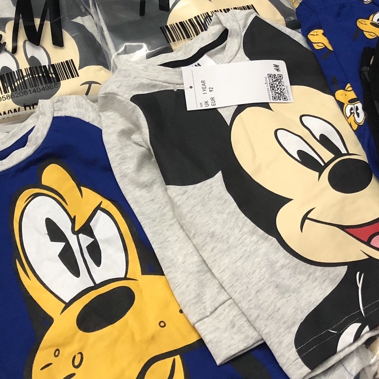 Bộ dài tay thu đông bé trai - Set 2 bộ dài tay Mickey Hm siêu đẹp cho bé trai size 1-6t