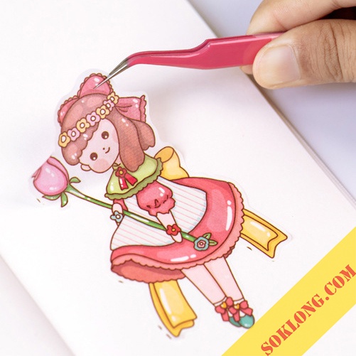 Set 2 nhíp gắp sticker C13 SOKLONG, làm đồ thủ công DIY nhíp gắp linh kiện nhỏ đầu cong + đầu thẳng