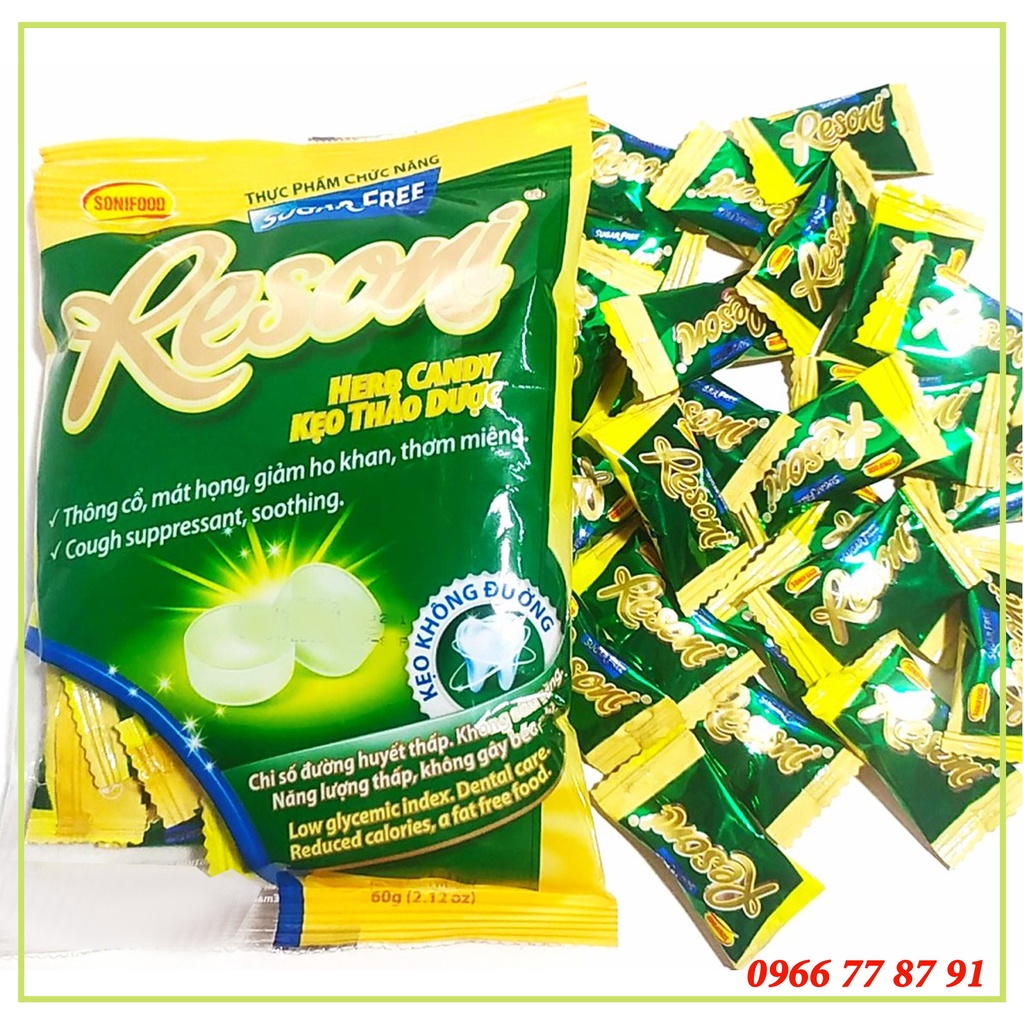 Kẹo Resoni Thảo Dược hộp 46g Dành Cho Người Tiểu Đường Ăn Kiêng- Mẫu mới
