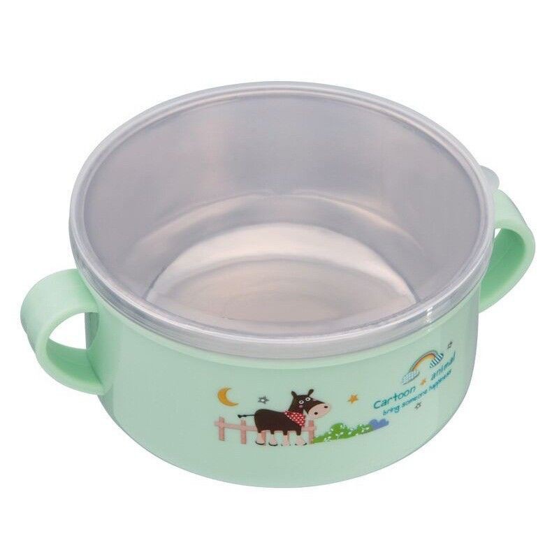 Nini_kids: Bát ăn dặm inox 2 lớp giữ nhiệt, đồ dùng ăn dặm cho bé